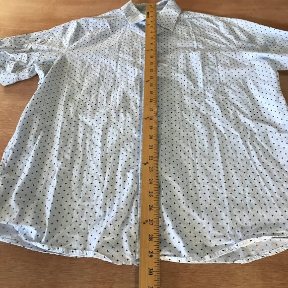 Tasso Elba Shirt Men L Blue Geometric Button Up Pocket Short Sleeve Collared - Picture 5 of 12